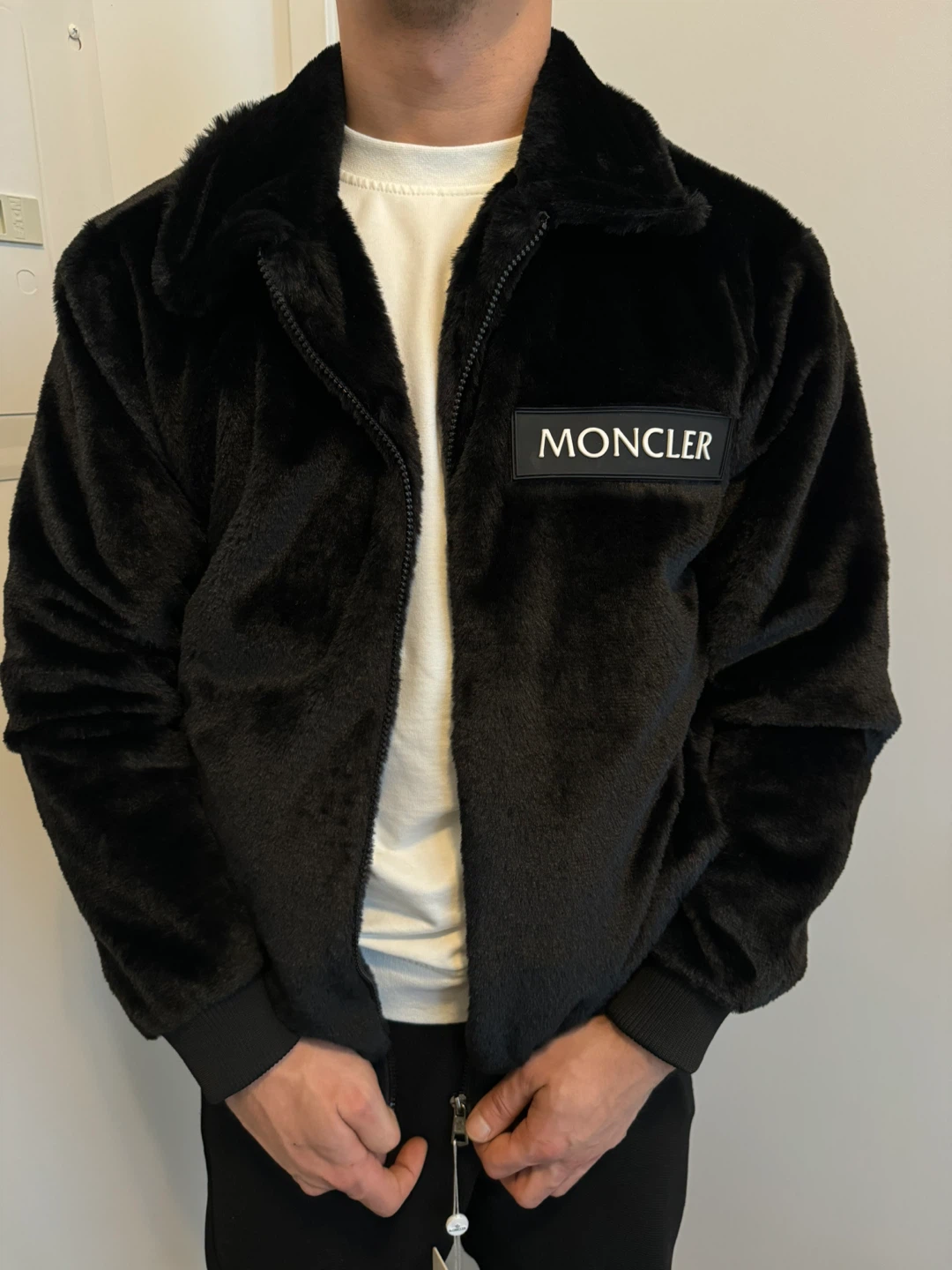 Moncler Black Faux Fur Bomber Jacket - photo 2