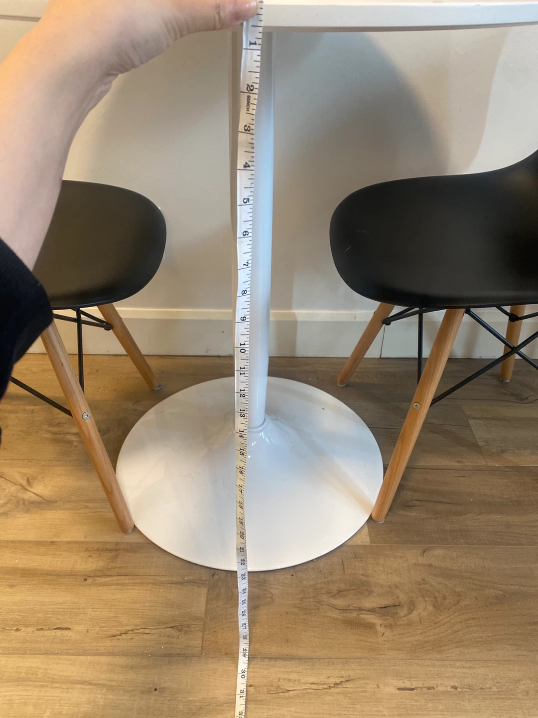 White Round Pedestal Dining Table and Two Chairs - photo 2