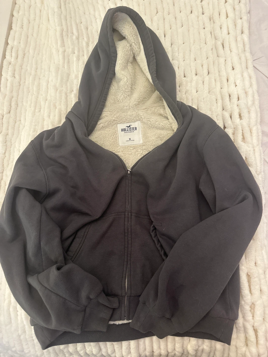 Hollister Zip-Up Fluffy Hoodie - Size M