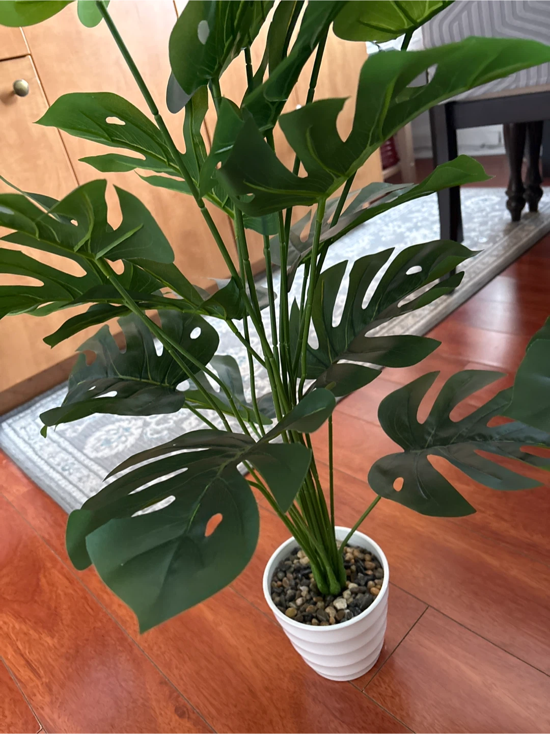 2 Artificial Monstera Plant in White Pot - photo 3