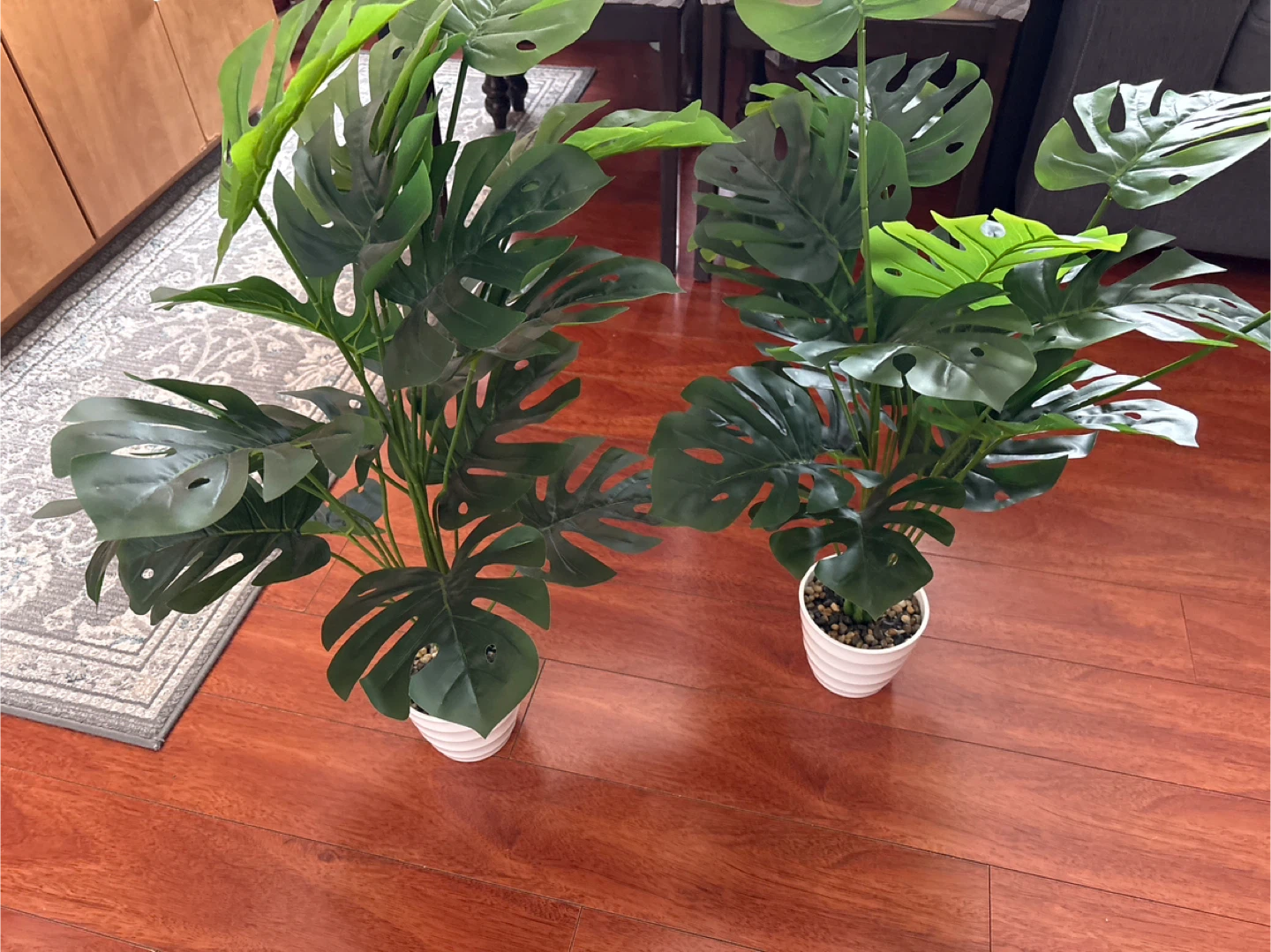 2 Artificial Monstera Plant in White Pot