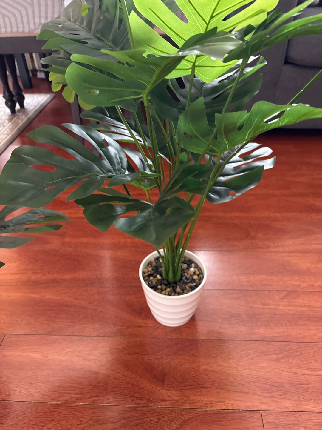 2 Artificial Monstera Plant in White Pot - photo 2