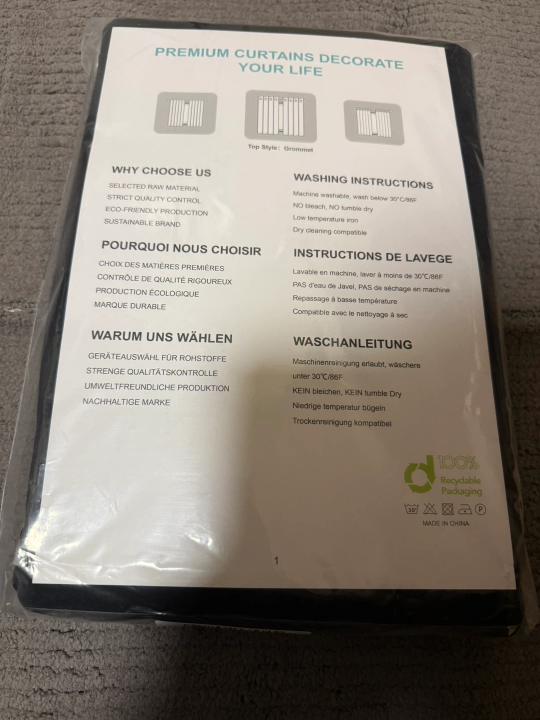 Factory Sealed 72inch Blackout Curtains, Black, 2pcs - photo 2