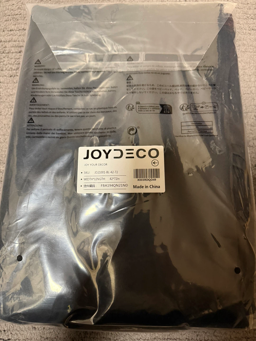 Factory Sealed 72inch Blackout Curtains, Black, 2pcs