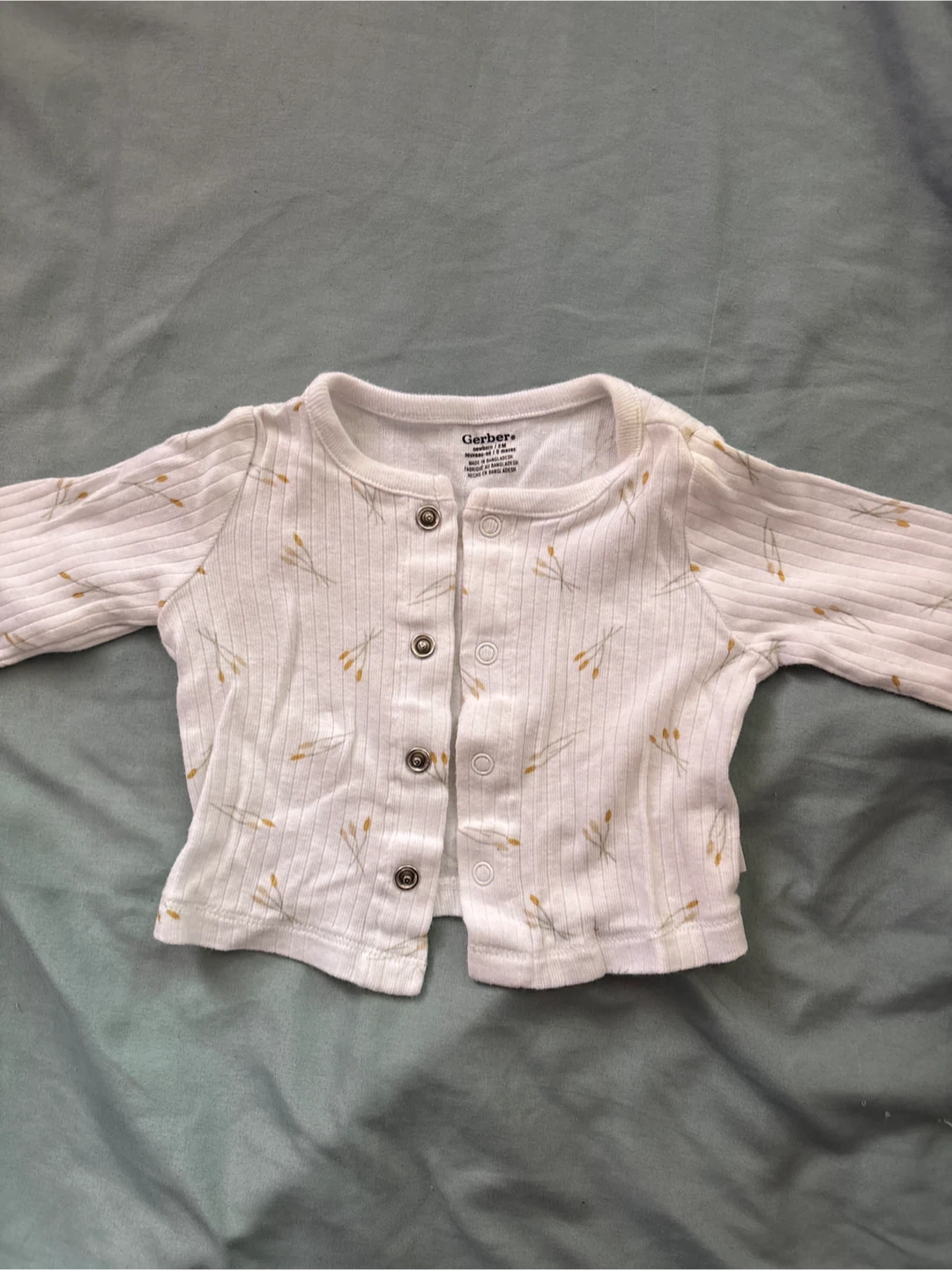 Gerber Baby Cardigan - White with Yellow Accents - 0-3 Months