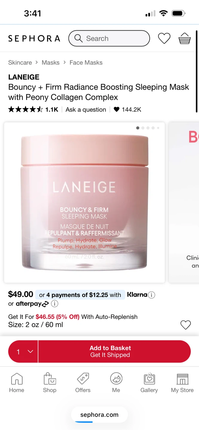 Laneige Bouncy + Firm Radiance Boosting Sleeping Mask 10ml - photo 2