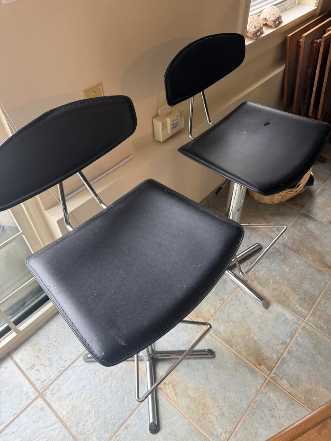 Black Adjustable Bar Stools (Set of 2) - photo 3