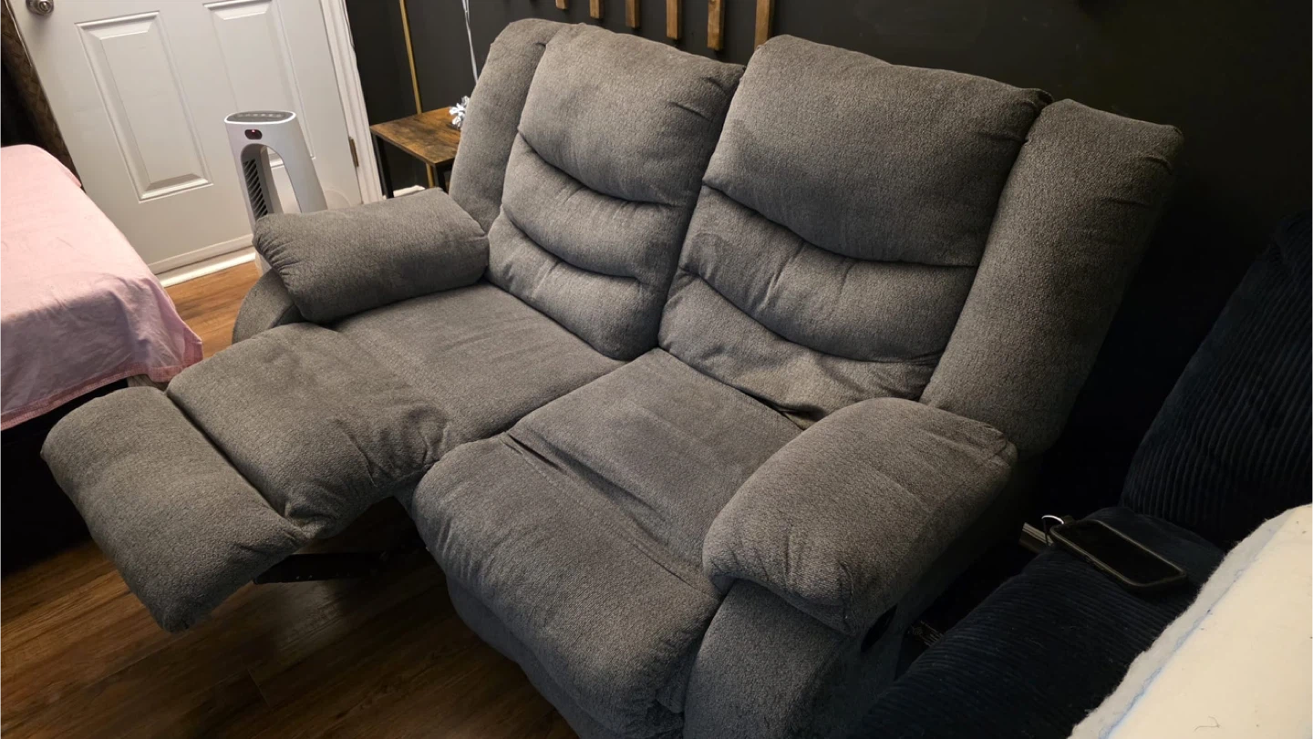 Grey Double Recliner Loveseat