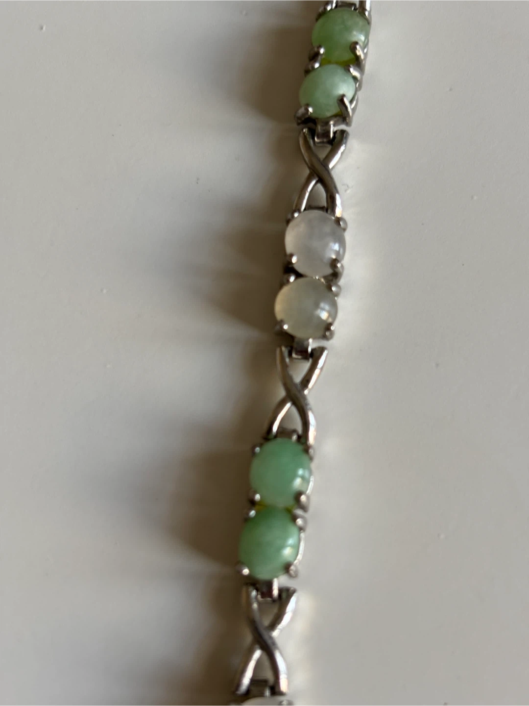 Jade and Silver Tone Bracelet