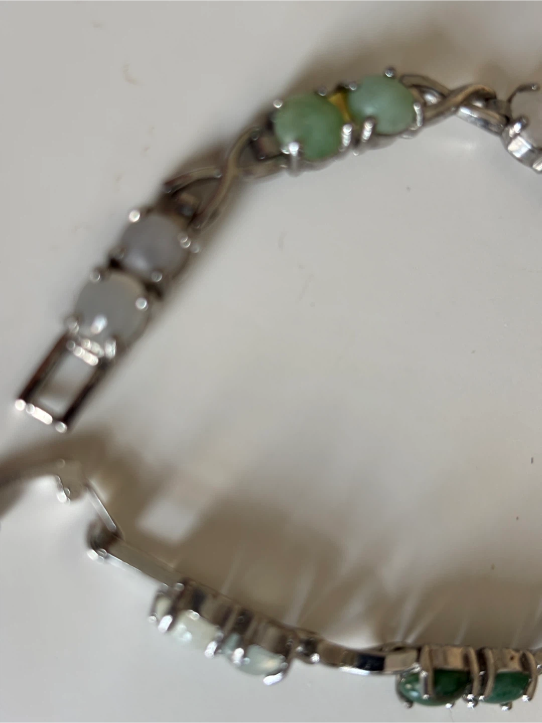 Jade and Silver Tone Bracelet - photo 3