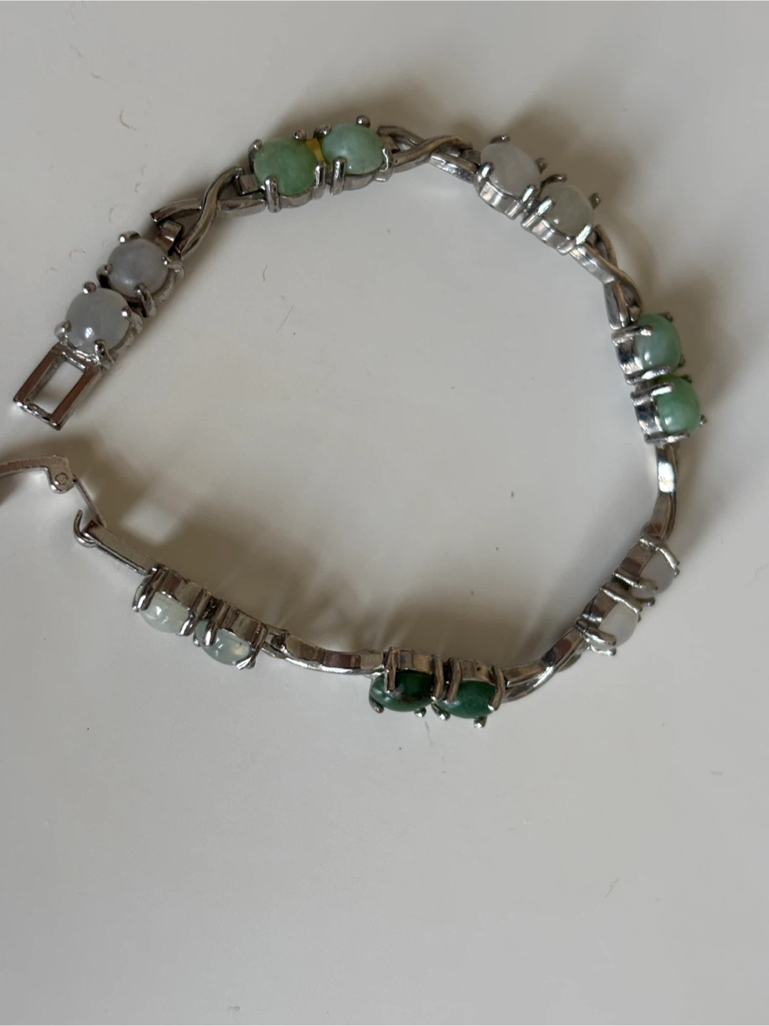 Jade and Silver Tone Bracelet - photo 2