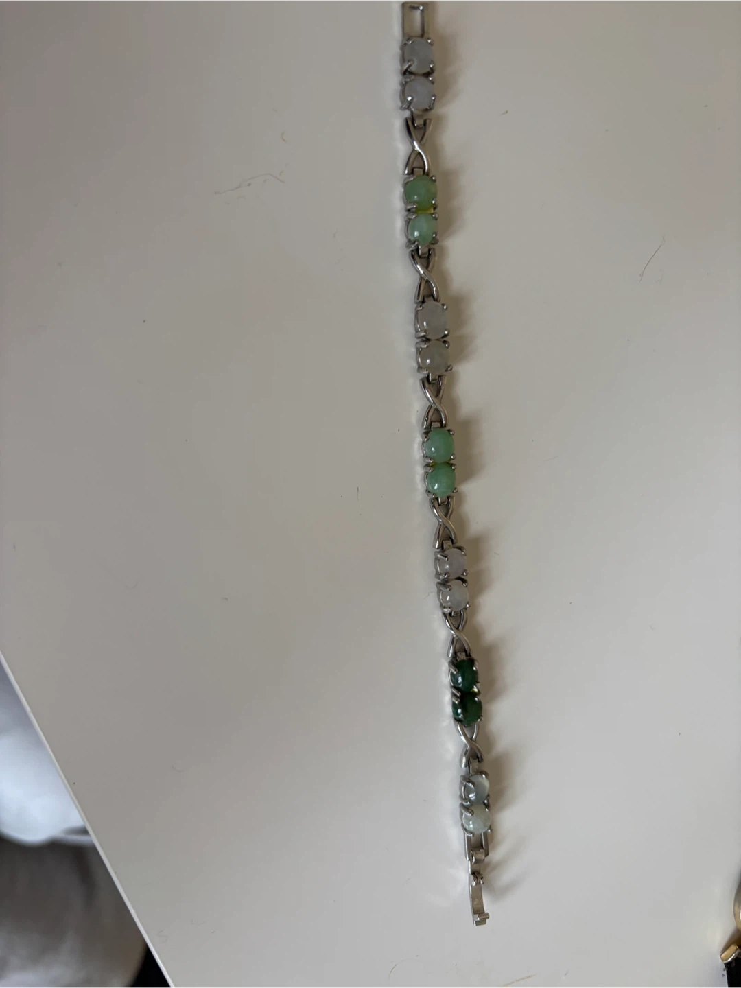 Jade and Silver Tone Bracelet - photo 4