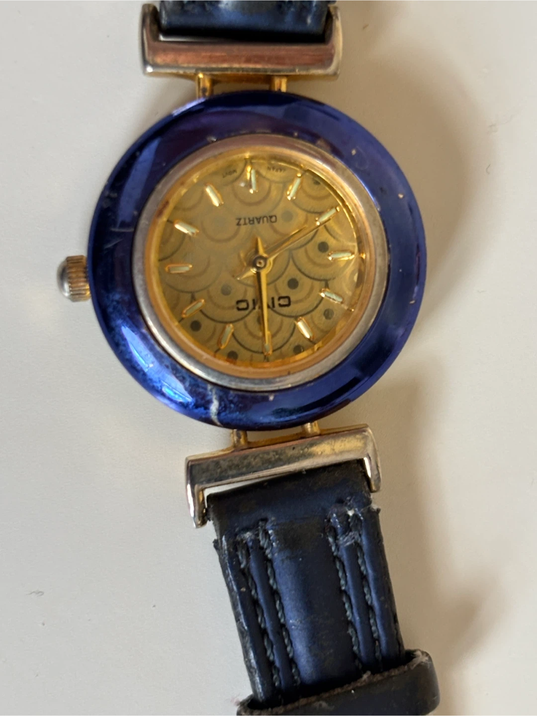 CHIC Quartz Women's Watch - Gold Tone with Blue Bezel