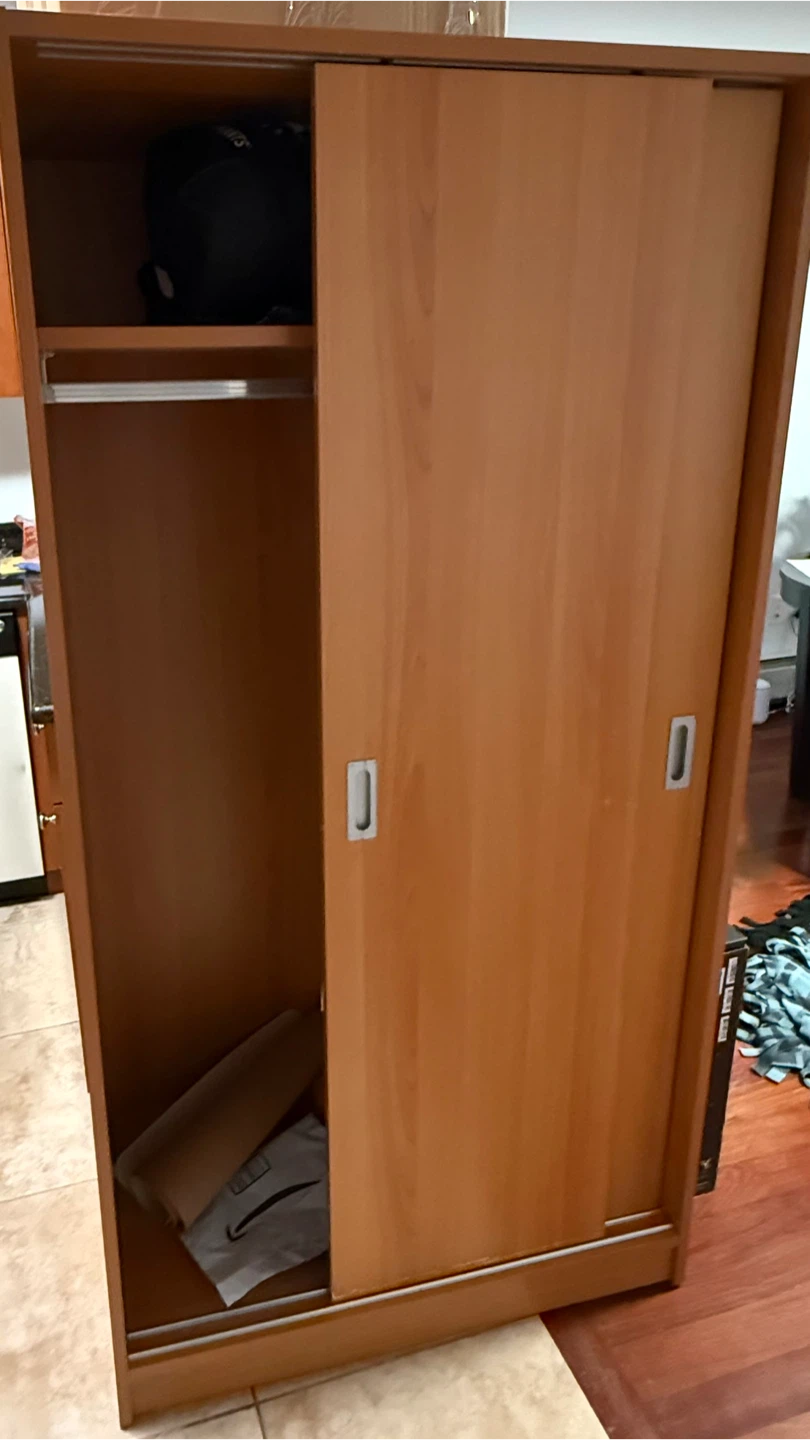 Wood Finish Sliding Door Wardrobe - photo 2