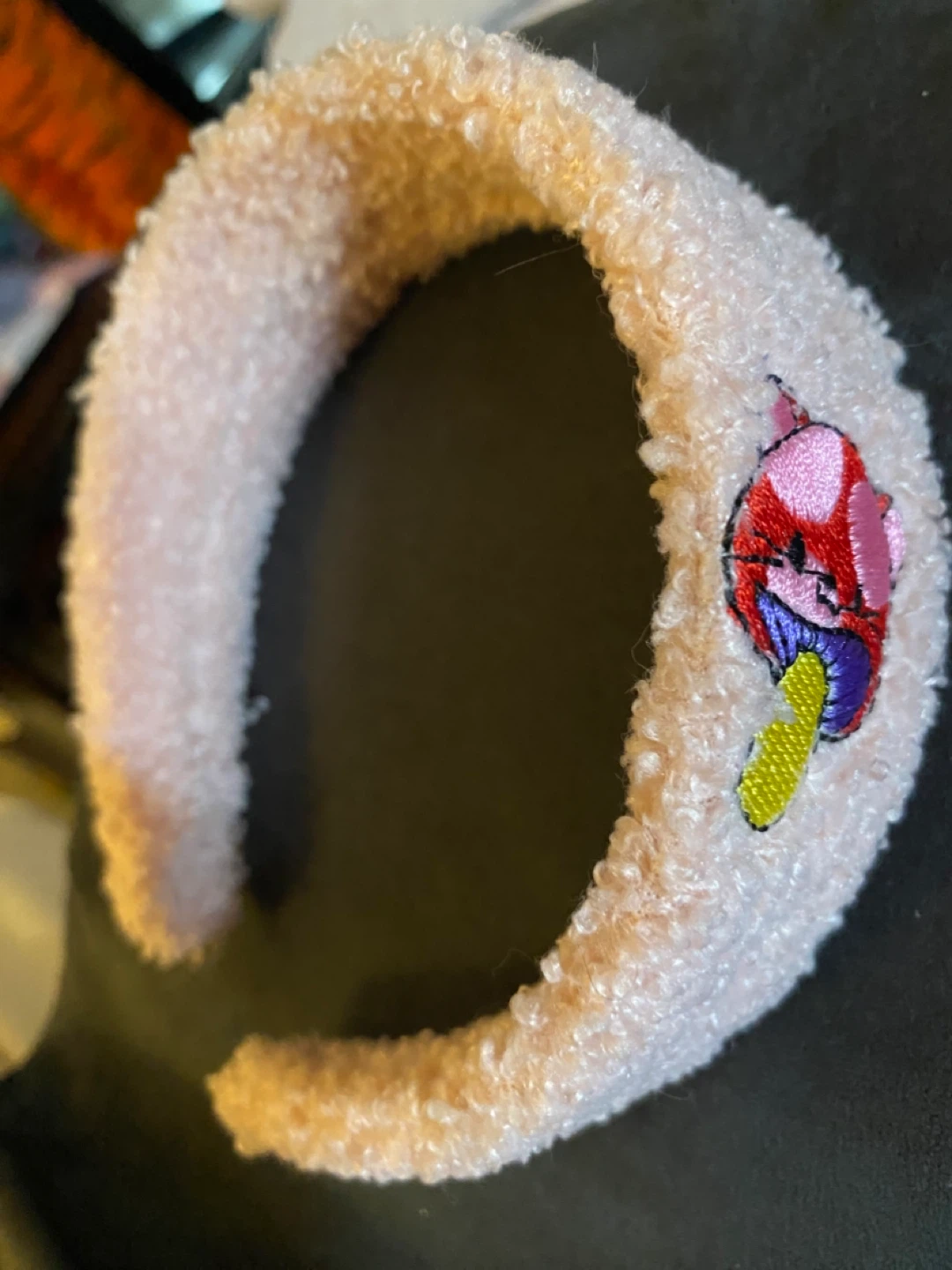 Pink Teddy Headband with Cat Mushroom Charm - photo 3