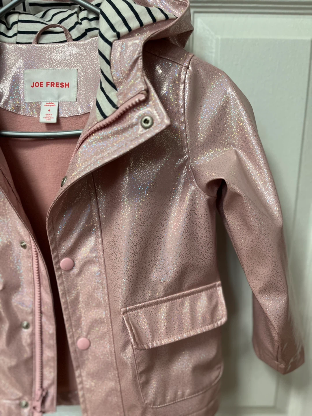 Joe Fresh Toddler Girl's Pink Sparkle Rain Jacket Size 4 - photo 2