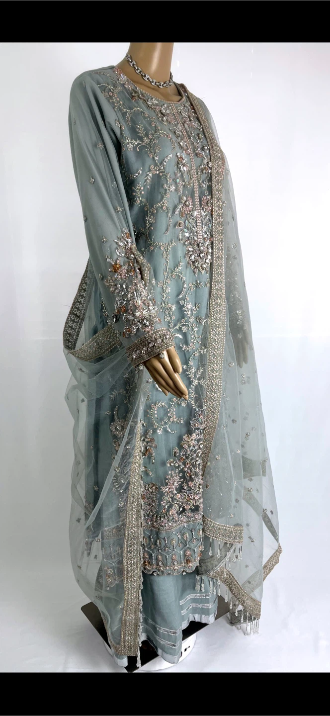 Designer Pakistani Dress Grey Color - photo 2