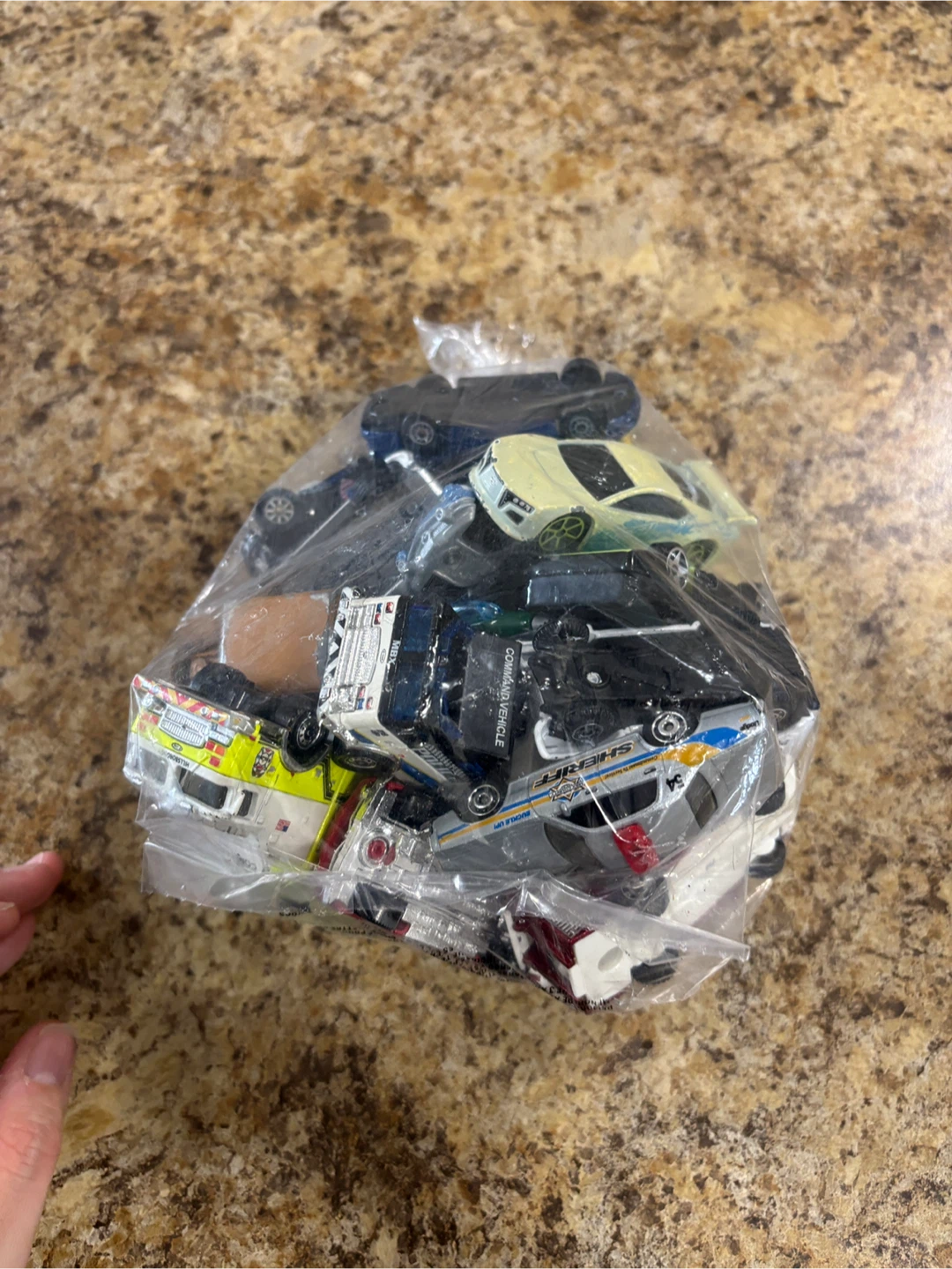 Bag of assorted toy cars