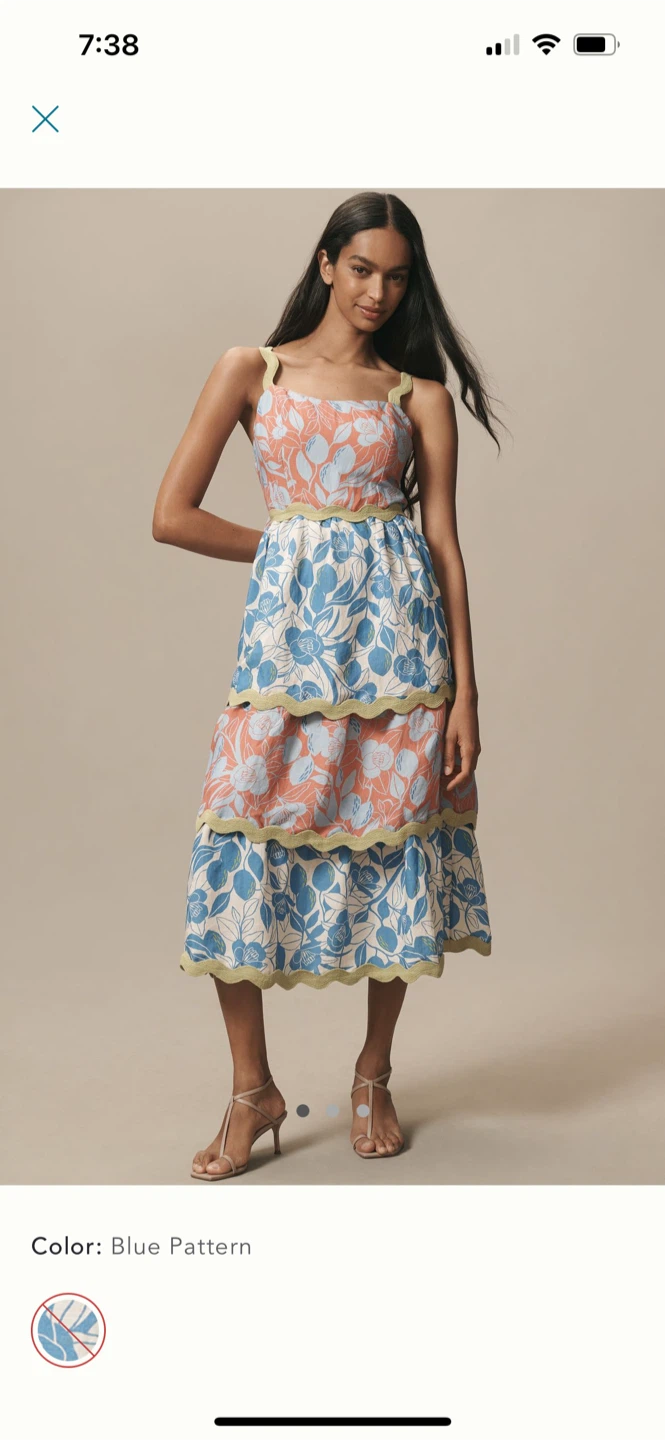 BNWT Farm Rio Linen Blend Tiered Dress S