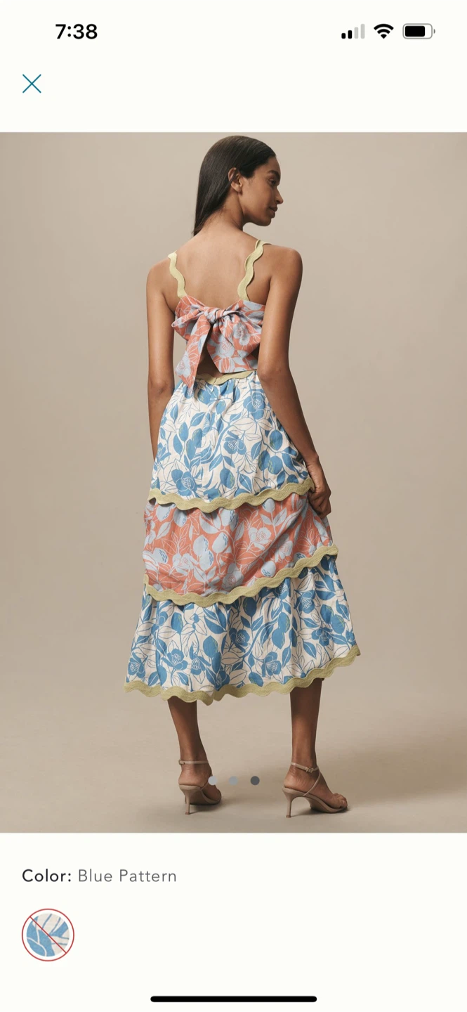 BNWT Farm Rio Linen Blend Tiered Dress S - photo 3