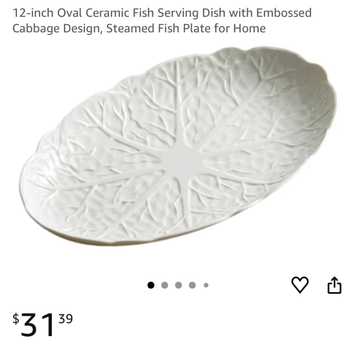 New Fish Steaming Serving Platter 12In Ceramic Plate