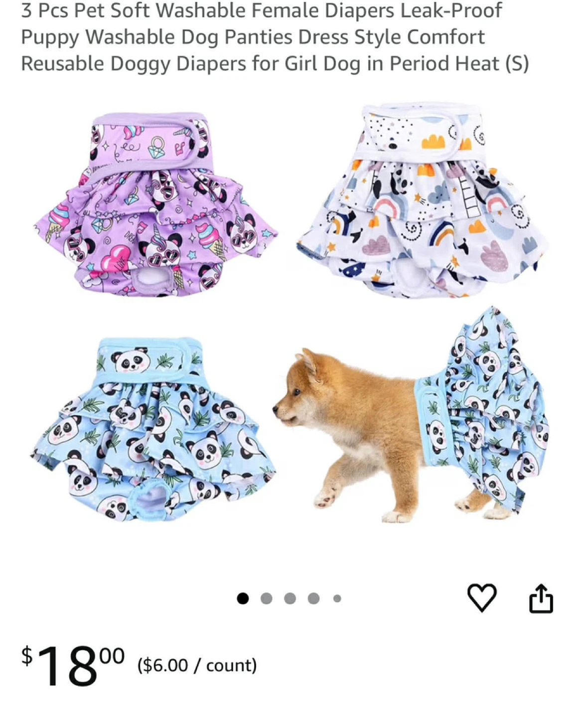 3 Pcs Washable Dog Diapers - Size S - photo 4