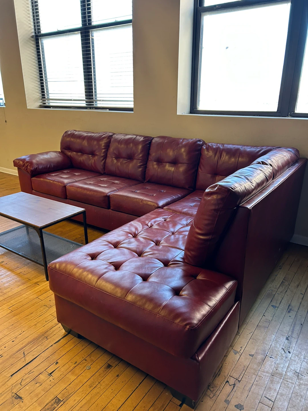 Red Faux Leather Sectional Sofa