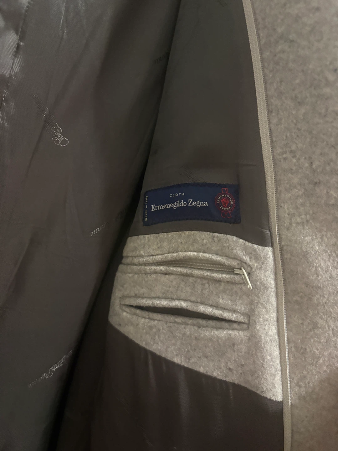 Ermenegildo Zegna Men's Grey Wool Blend Overcoat