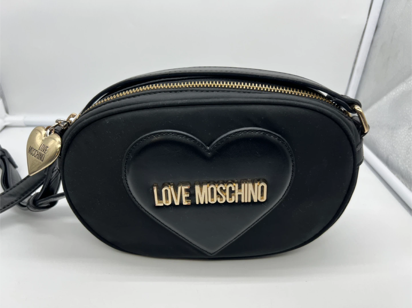 LOVE MOSCHINO Heart Logo Plaque Black Polyester Crossbody Bag - photo 2