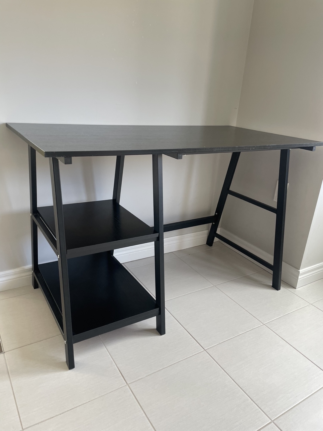 Black Desk with 2 Shelves