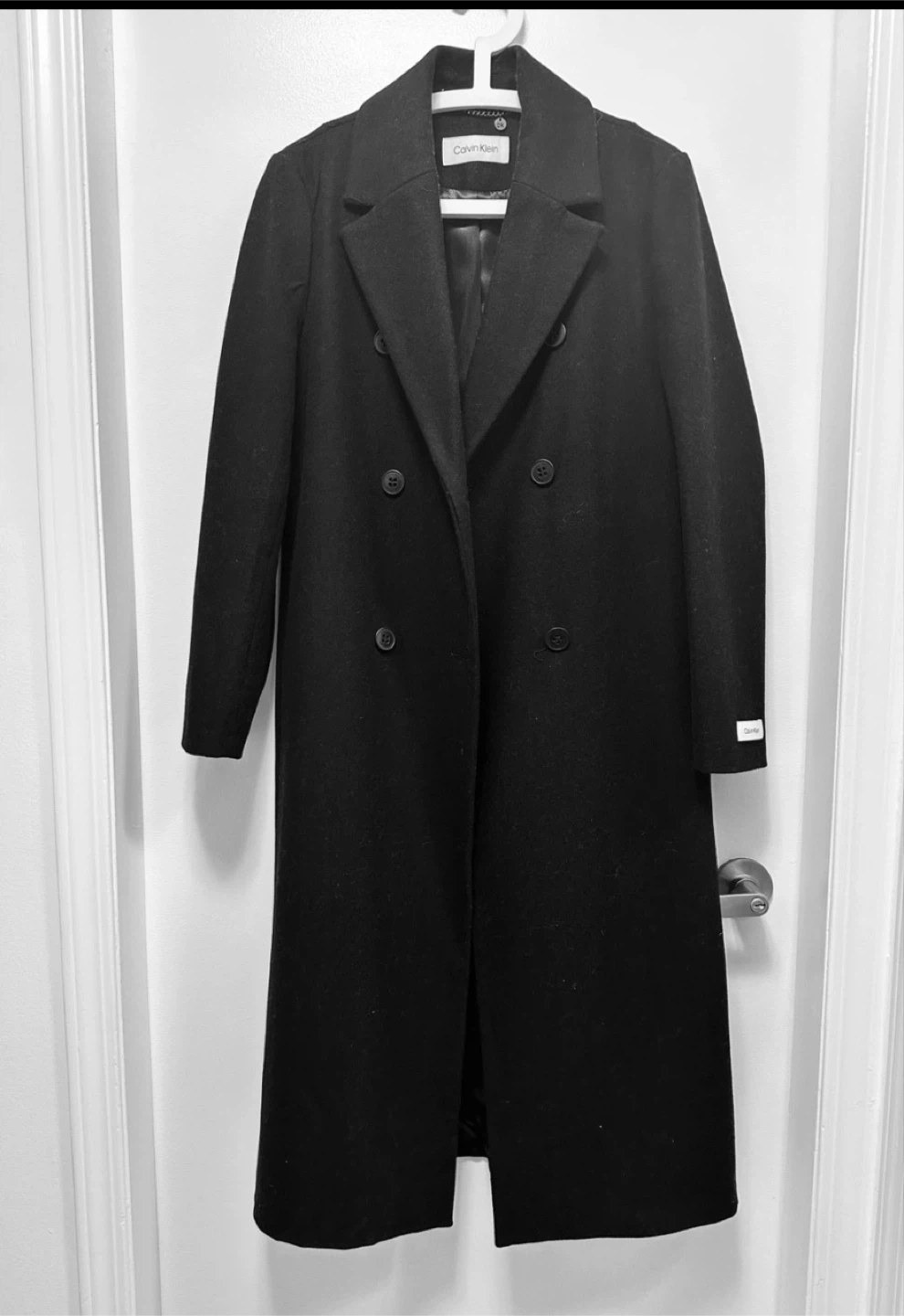 Calvin Klein Black Wool Blend Double Breasted Long Coat - photo 5
