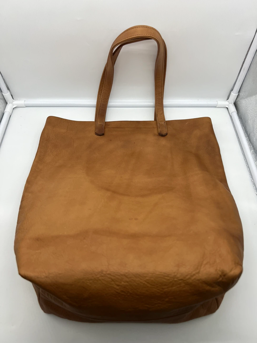 BAGGU The Favorite Brown Tan Natural Milled Leather Slouchy Tote - photo 4