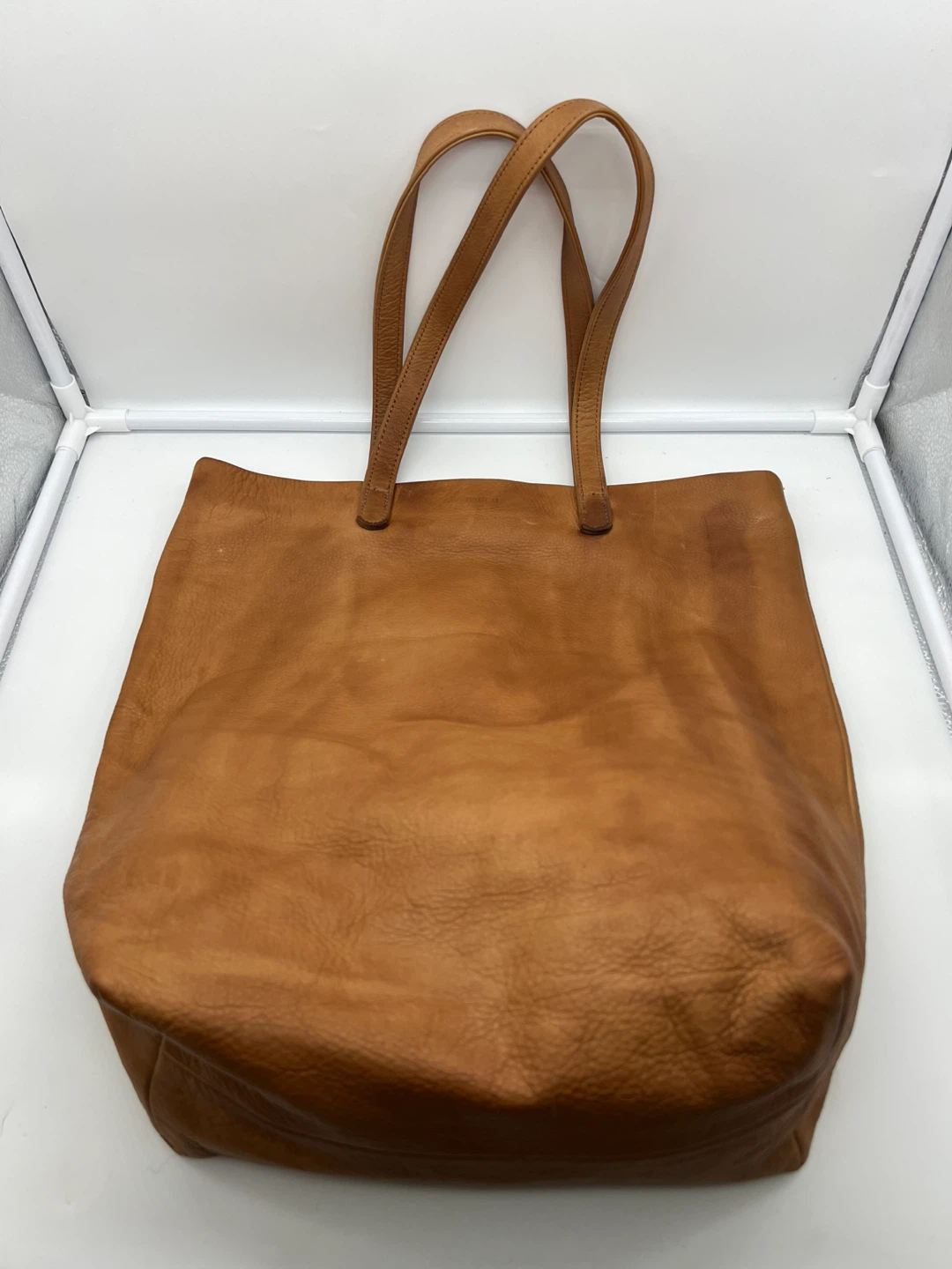 BAGGU The Favorite Brown Tan Natural Milled Leather Slouchy Tote - photo 2