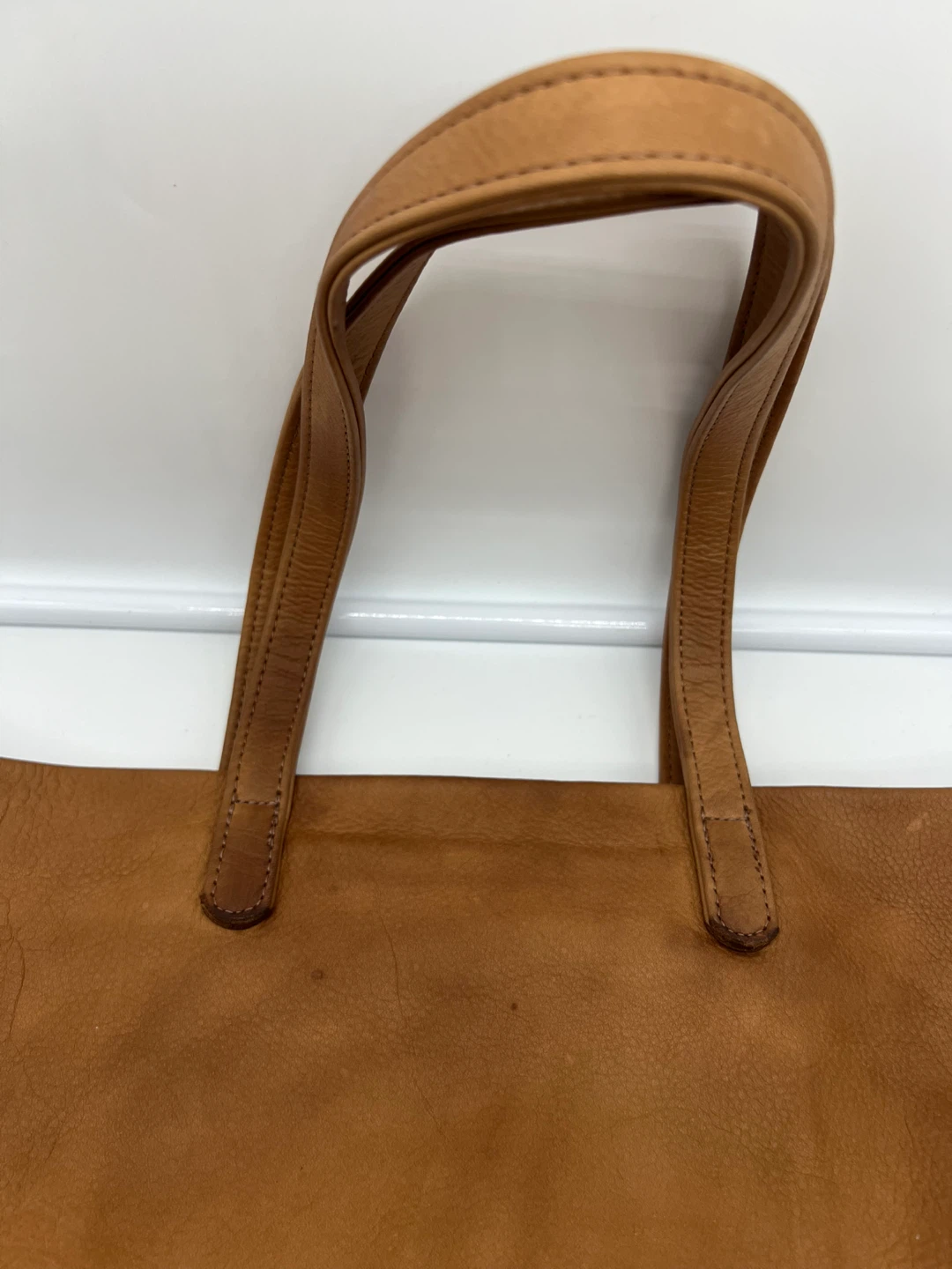 BAGGU The Favorite Brown Tan Natural Milled Leather Slouchy Tote - photo 5