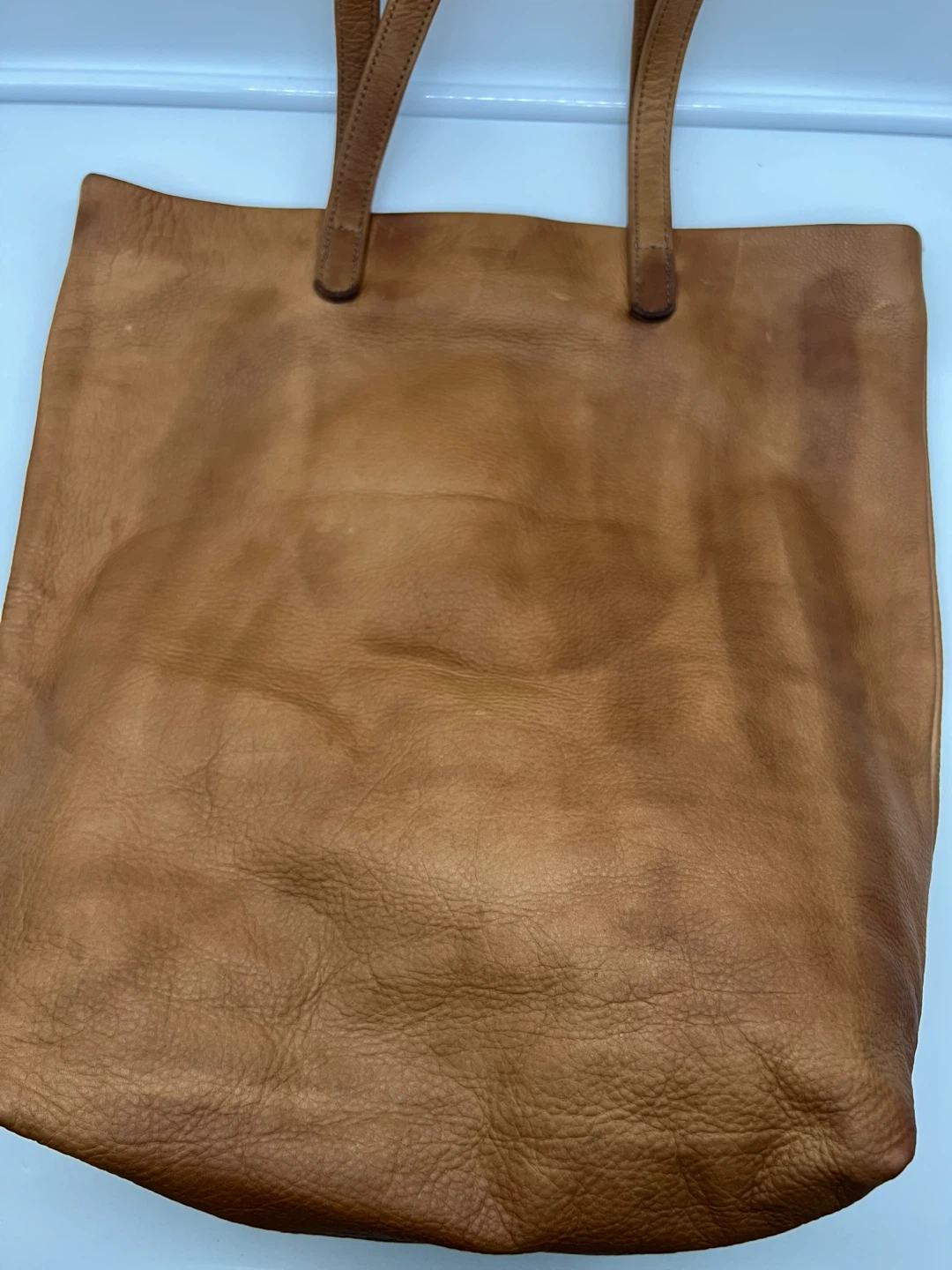 BAGGU The Favorite Brown Tan Natural Milled Leather Slouchy Tote - photo 3