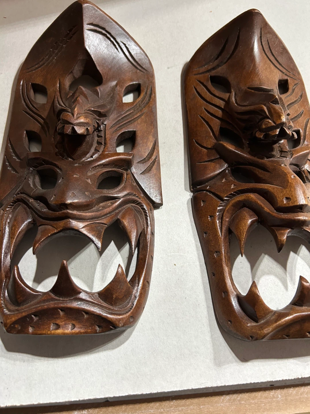 Set of 2 Carved Wooden Masks