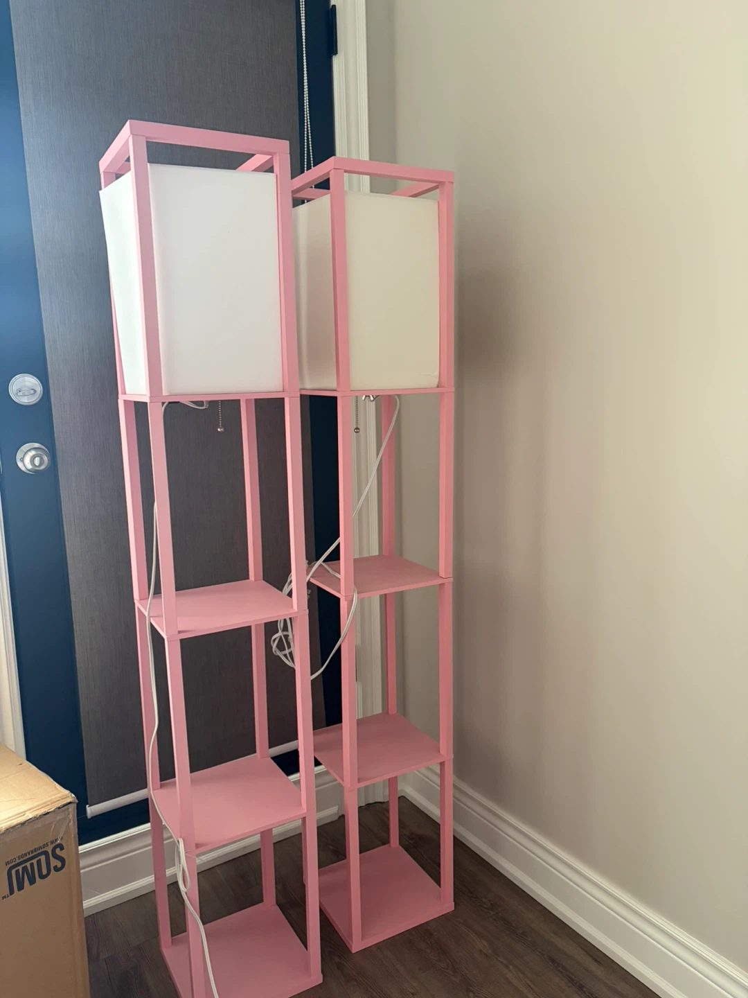 2 Pink Floor Lamp with Shelves