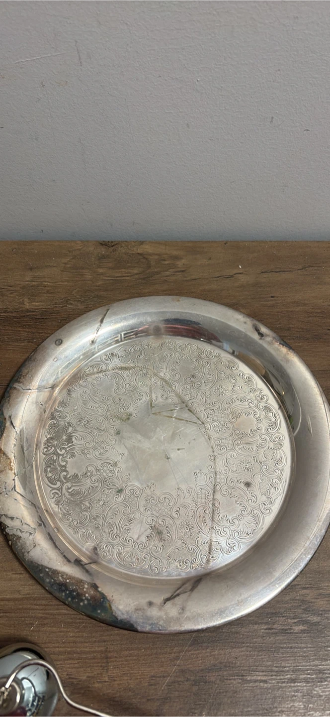 Set of 3 Silver-Plated Trays and Decorative Items - photo 3