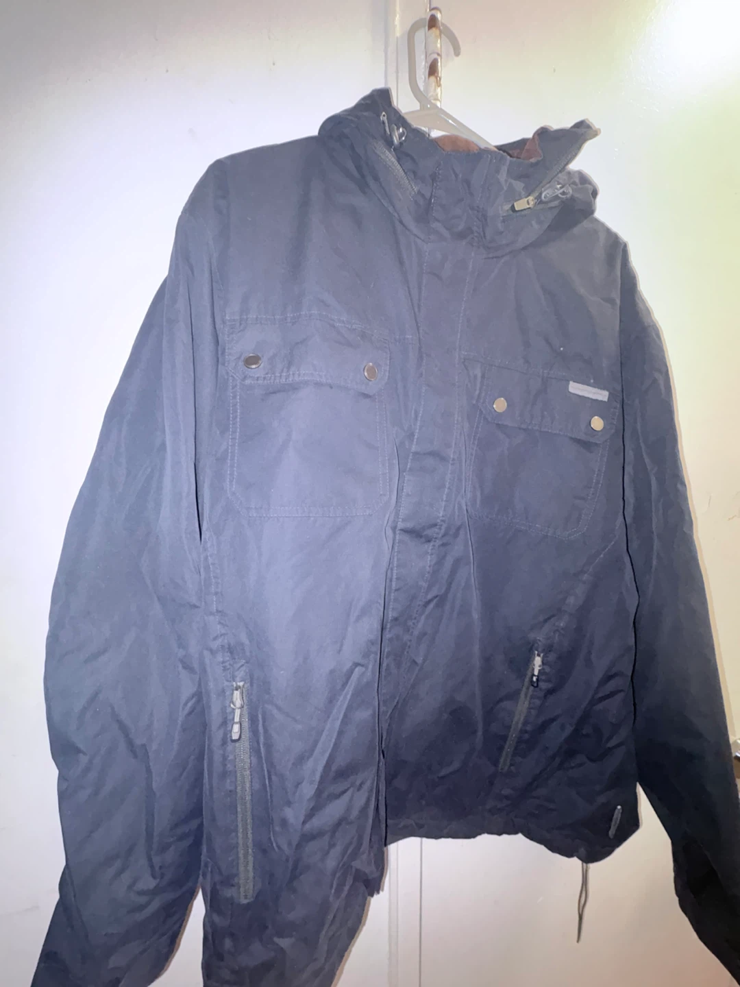 Navy Blue Zip-Up Hooded Jacket