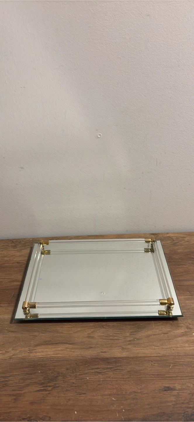 Decorative Mirror Tray with Gold Accents - photo 2