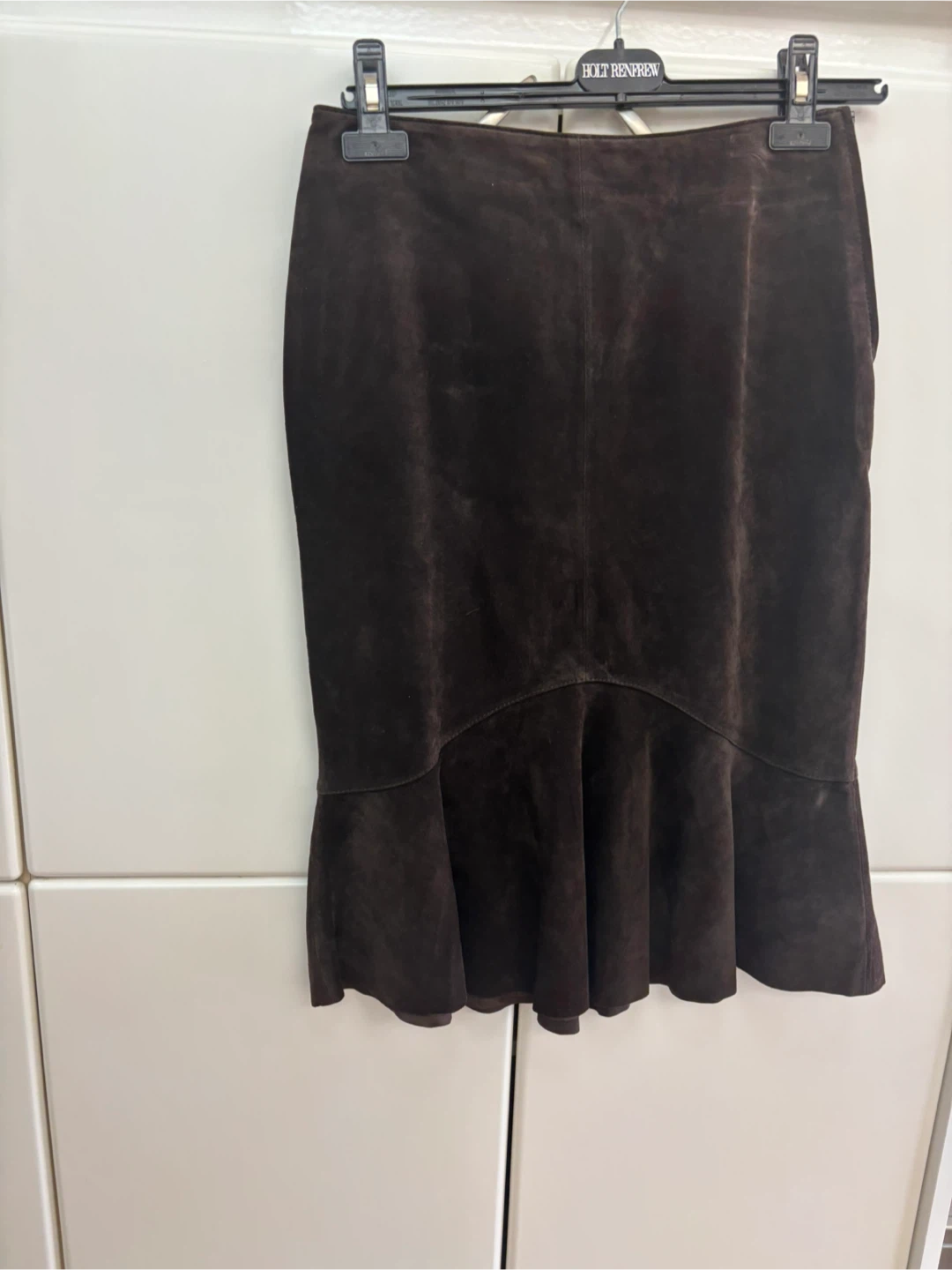 Dark chocolate brown suede skirt. - photo 2