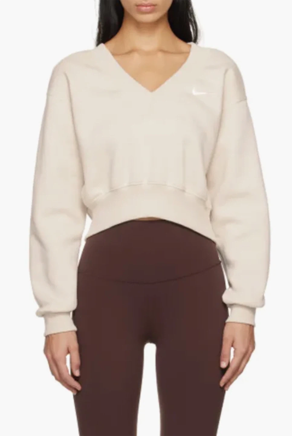 Nike cream V-neck cropped sweatshirt - photo 2