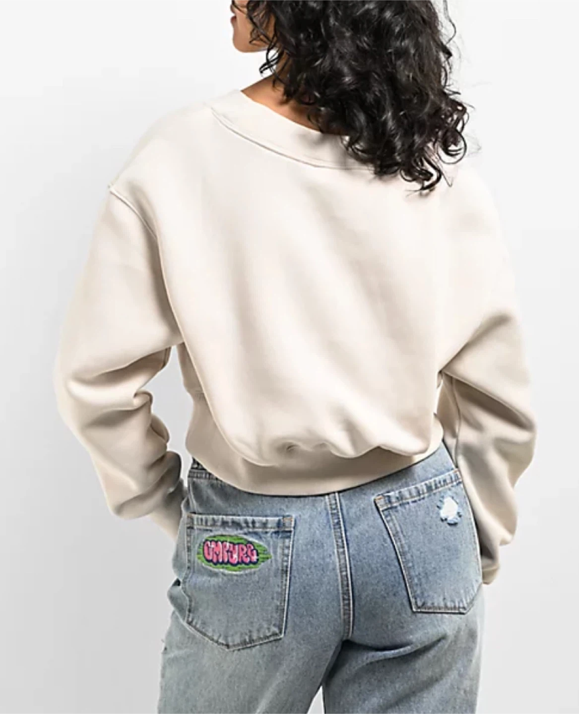 Nike cream V-neck cropped sweatshirt - photo 4