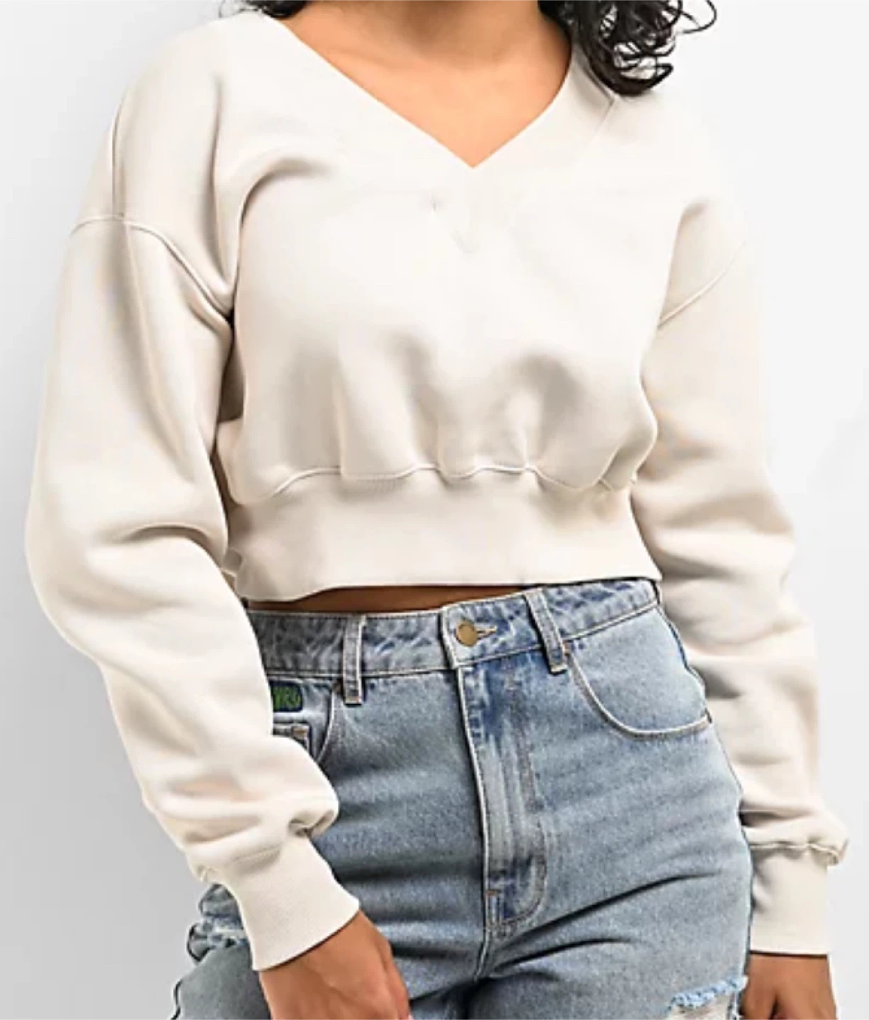 Nike cream V-neck cropped sweatshirt - photo 5
