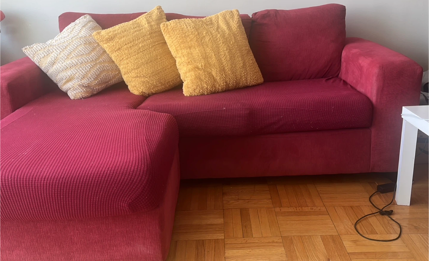 Red Sectional Sofa with Ottoman