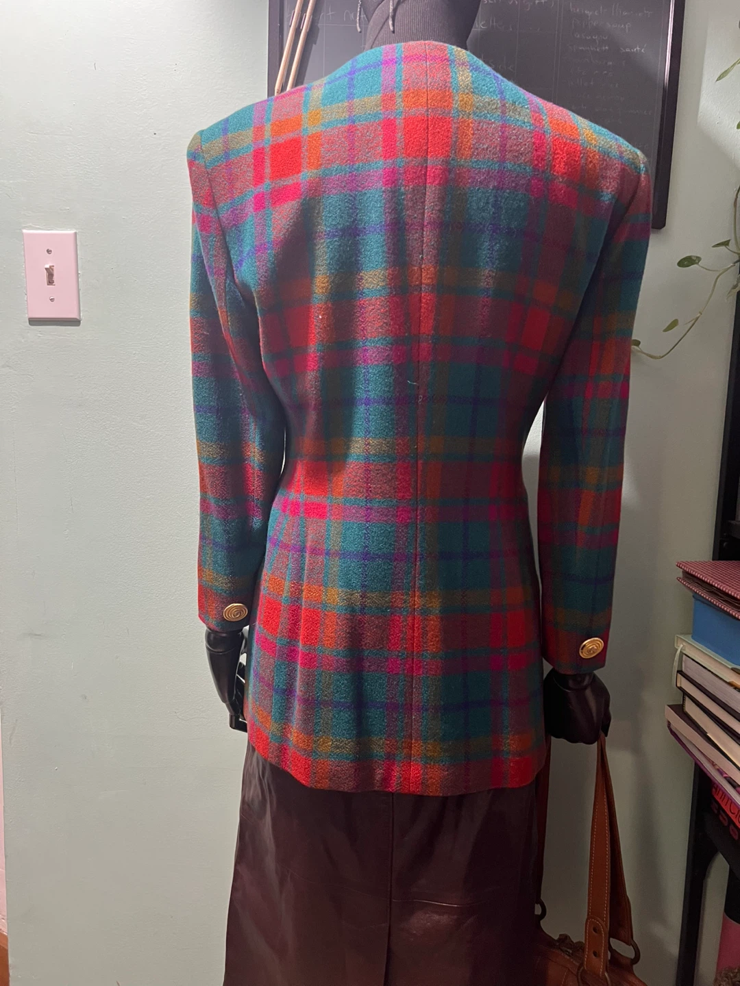 JONES NEW YORK VINTAGE Wool Multicolor Plaid Classic Blazer sz 6 - photo 4