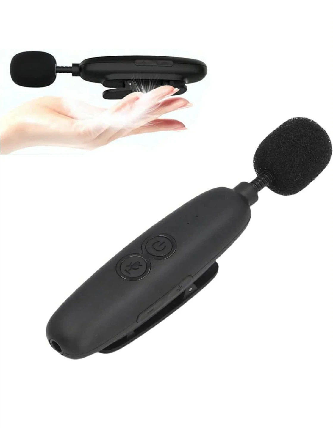 Black Lavalier Microphone with Earphones - photo 2