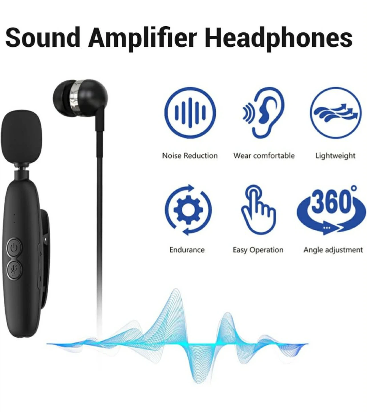 Black Lavalier Microphone with Earphones - photo 4