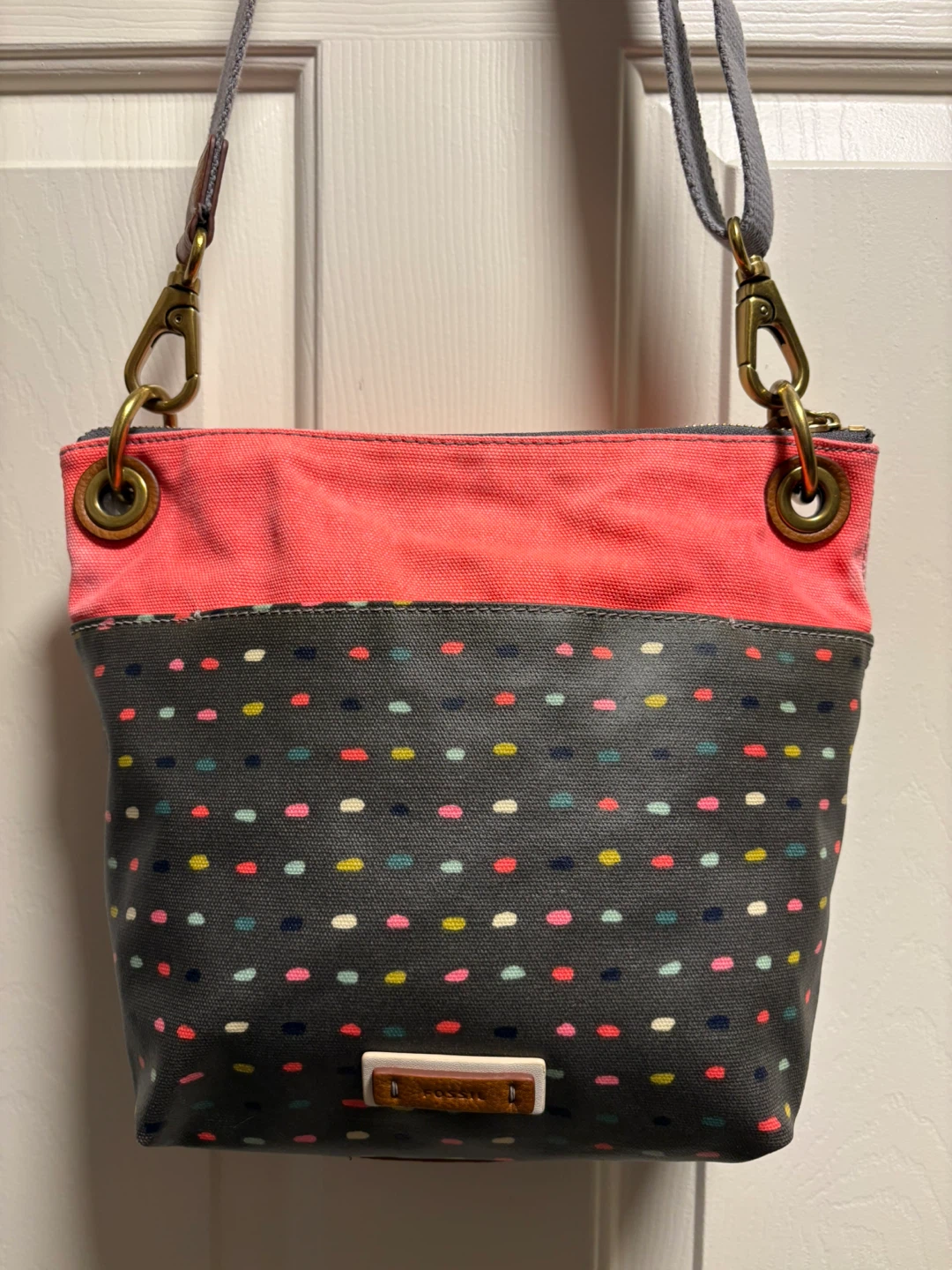 Fossil Crossbody Bag with Polka Dot Pattern