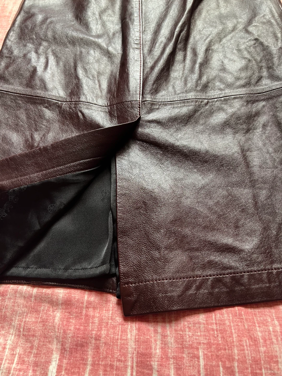 NEW COACH Espresso Lamb Leather Snap Front Button Midi Skirt 0 - photo 5